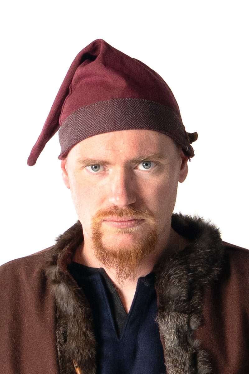 Wikińska czapka Toki, bordowa