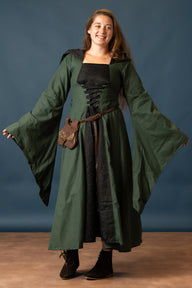 Rochie medievală Ophelia, negru-verde
