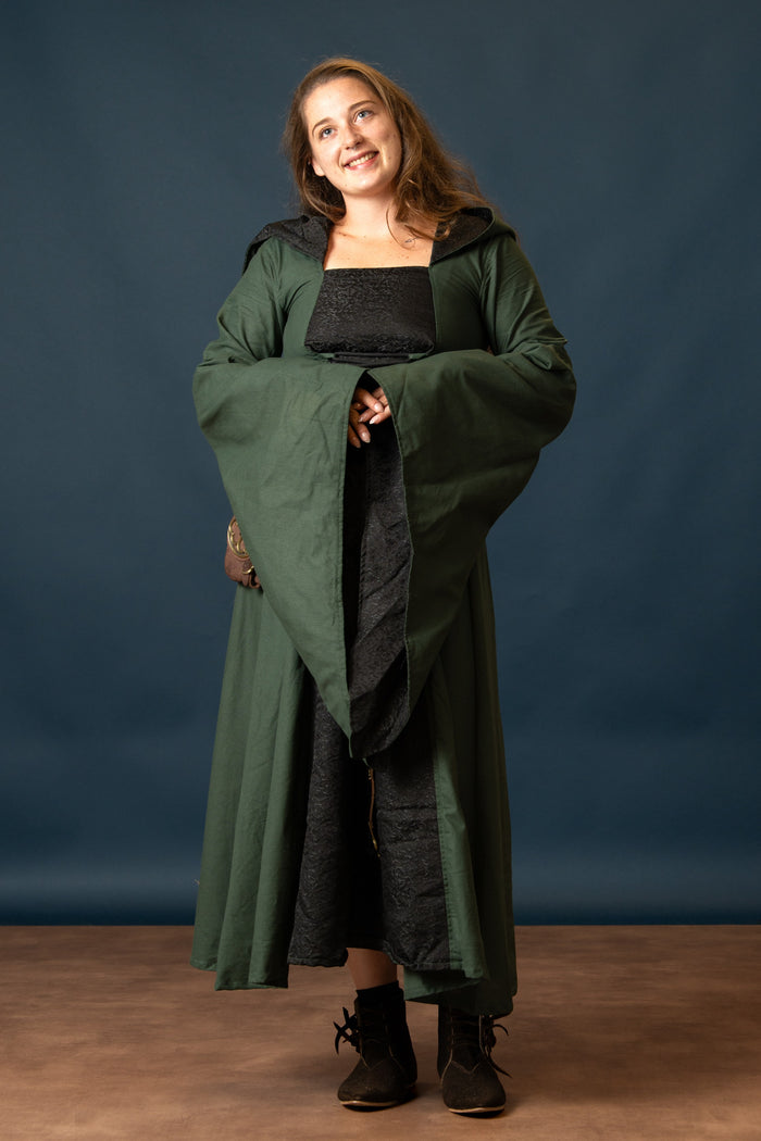 Robe médiévale Ophelia, vert-noir