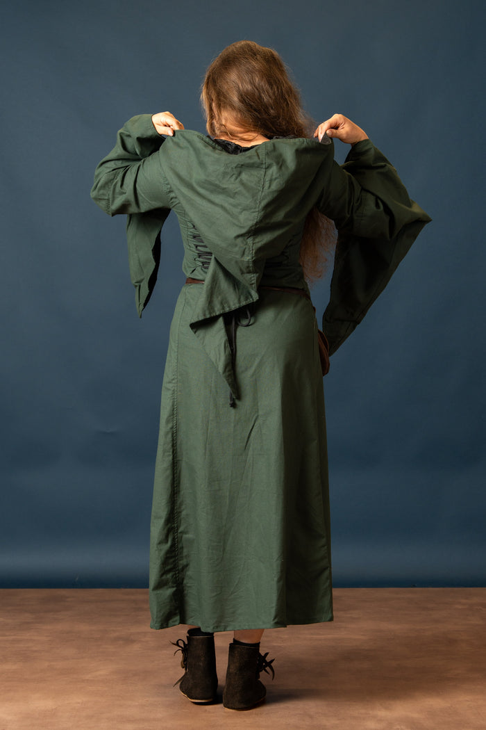 Robe médiévale Ophelia, vert-noir