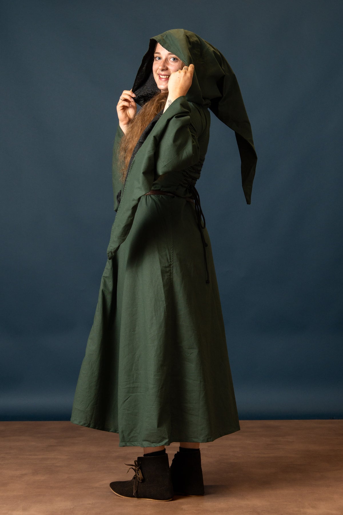 Robe médiévale Ophelia, vert-noir