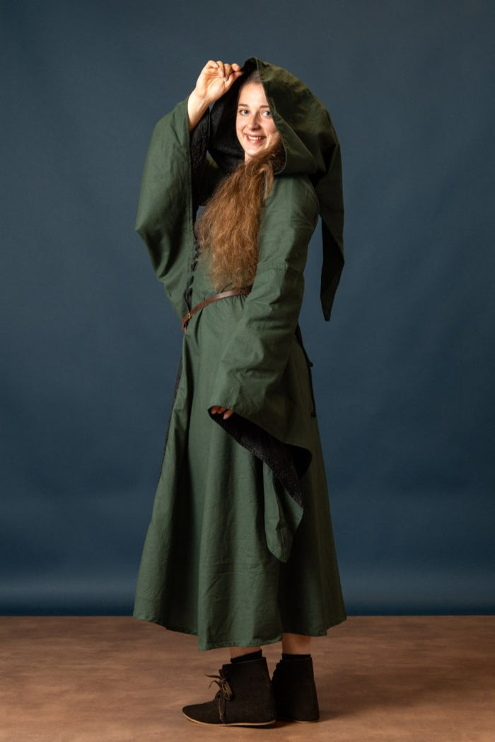 Robe médiévale Ophelia, vert-noir