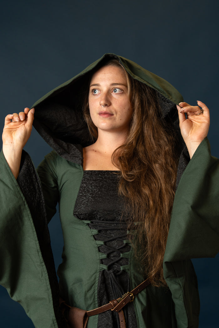 Robe médiévale Ophelia, vert-noir