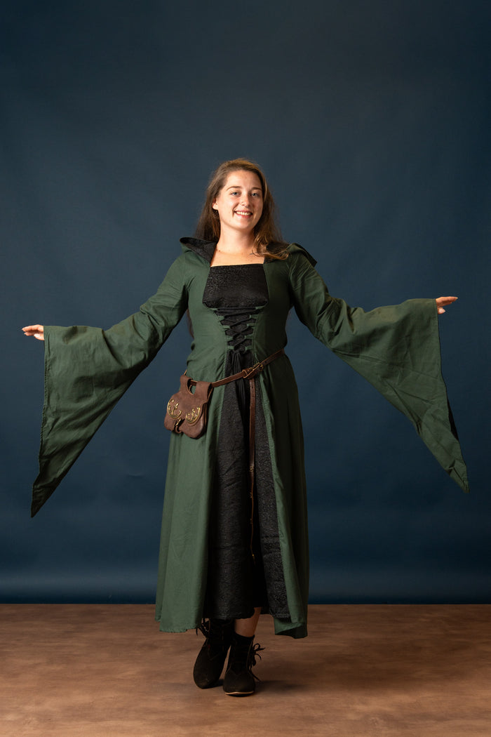 Robe médiévale Ophelia, vert-noir