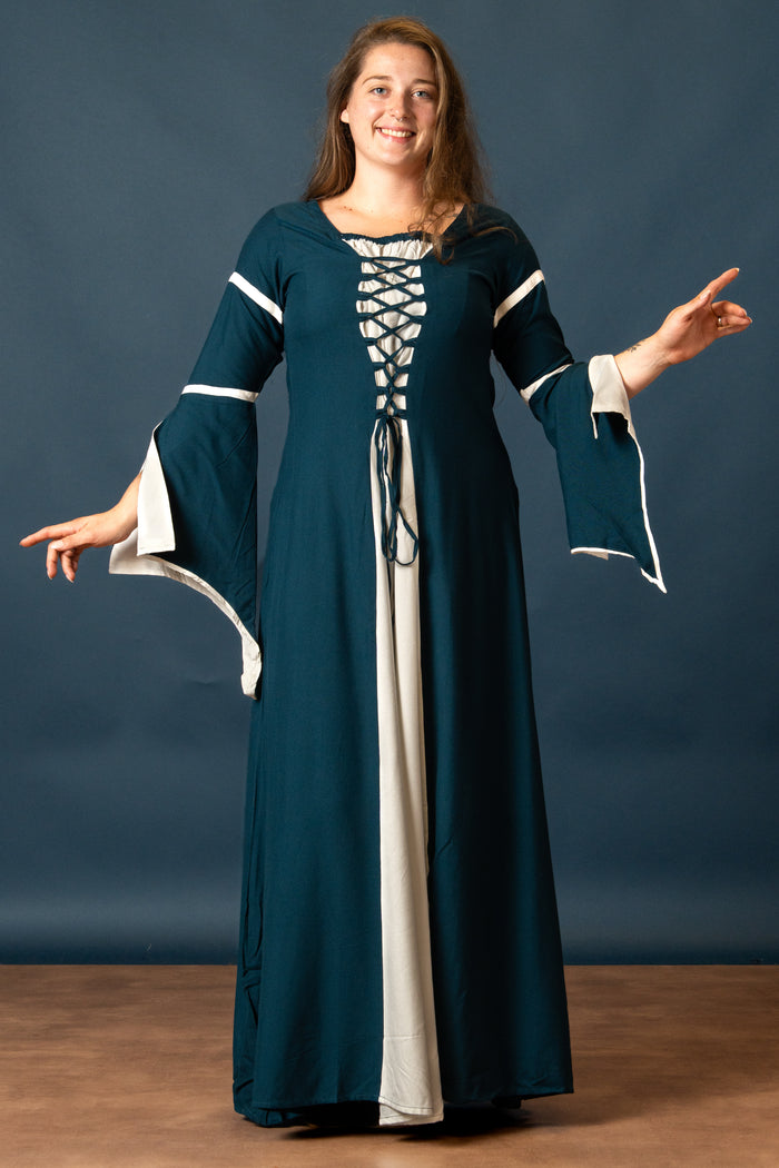 Jurk Eleanora groen-wit
