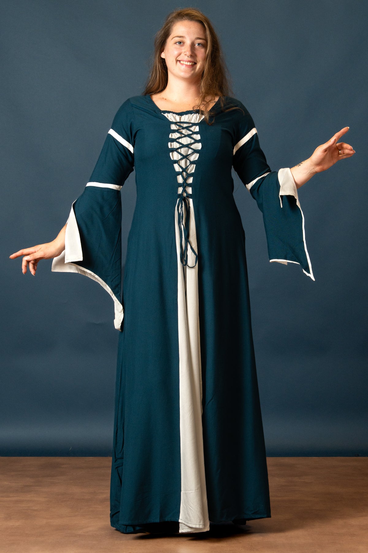 Rochie Eleanora verde-alb
