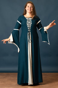 Rochie Eleanora verde-alb