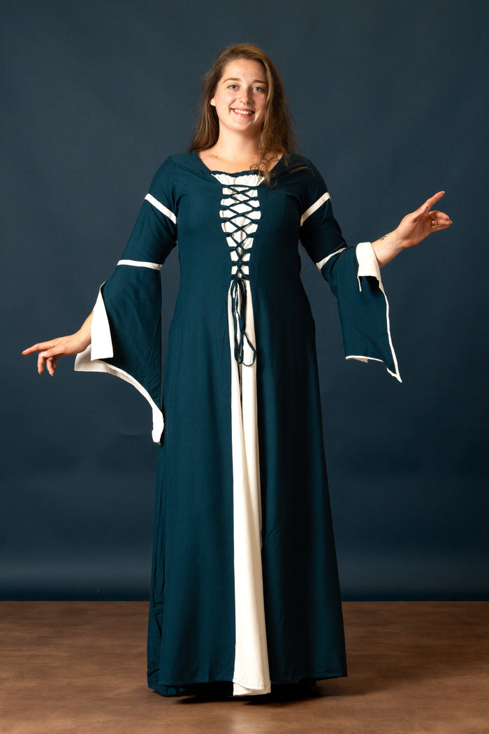 Dress Eleanora green-white