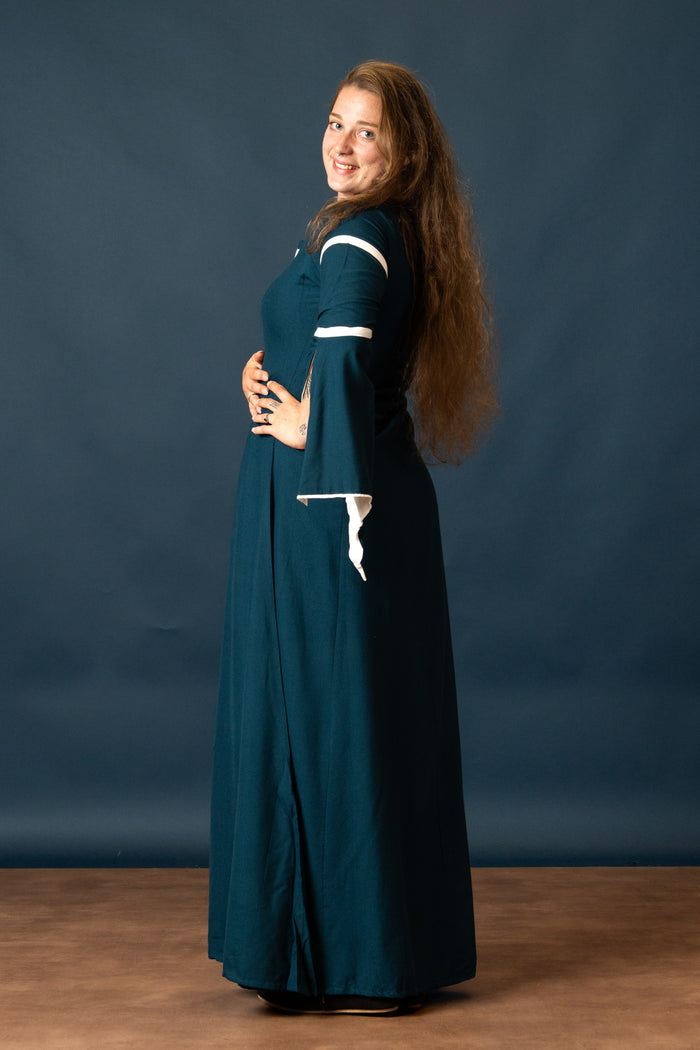 Rochie Eleanora verde-alb