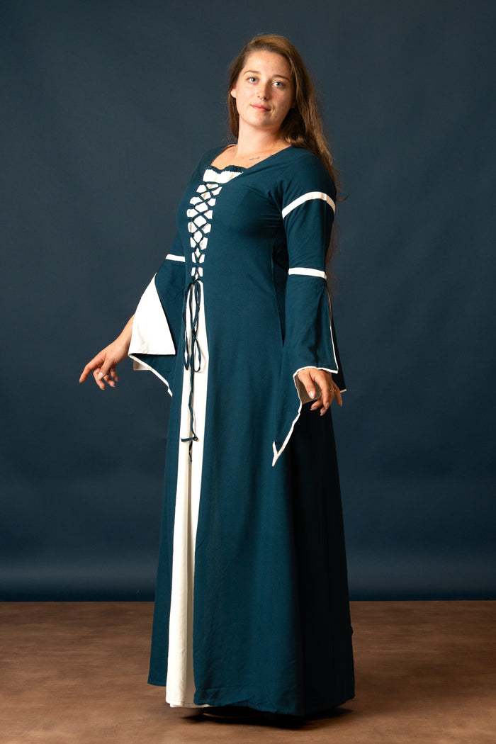 Rochie Eleanora verde-alb