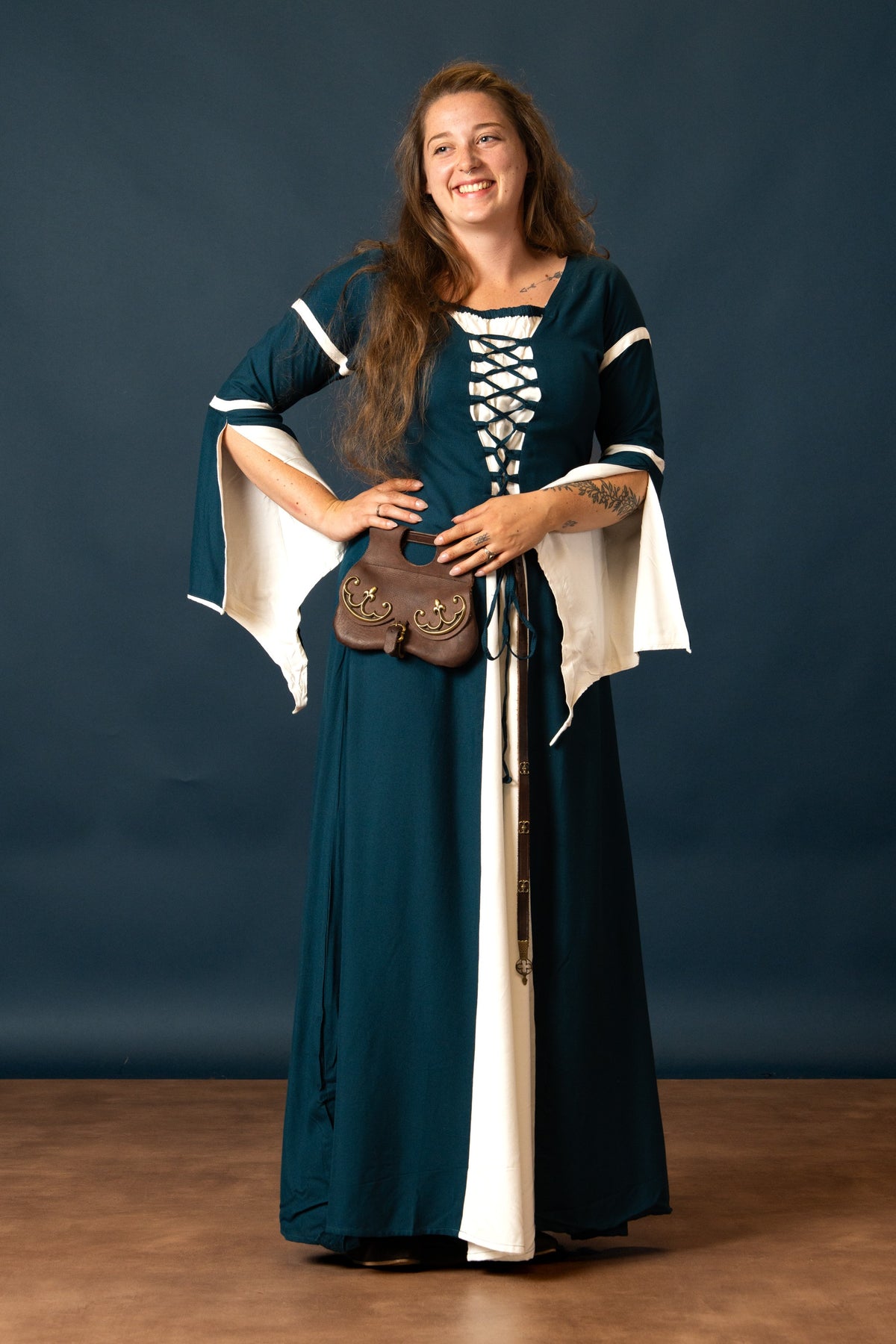 Rochie Eleanora verde-alb