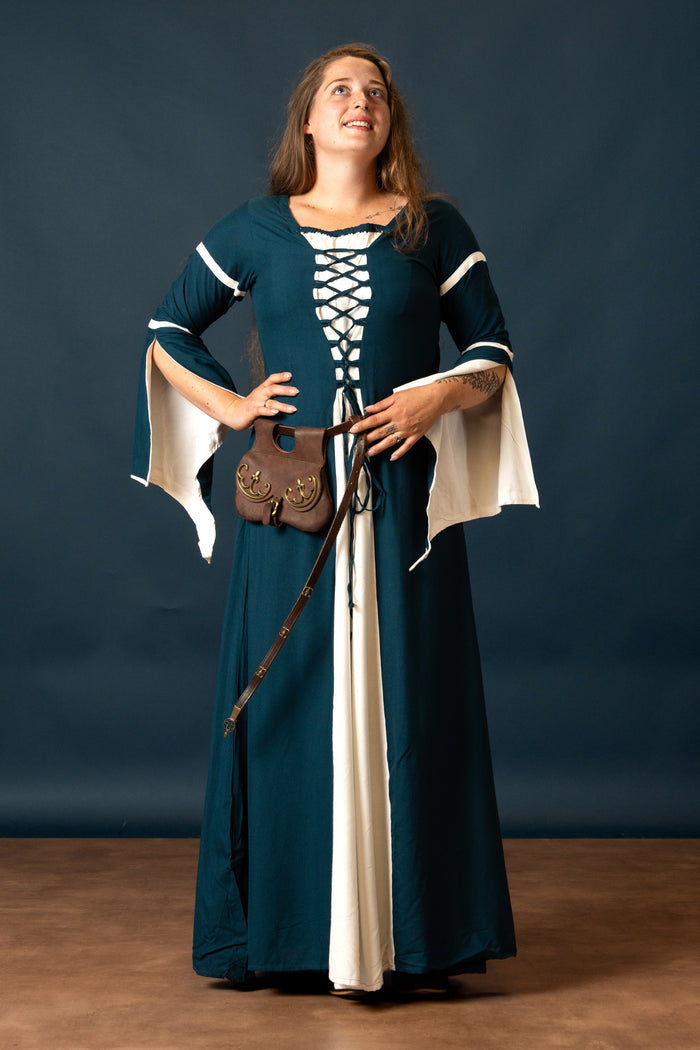 Rochie Eleanora verde-alb