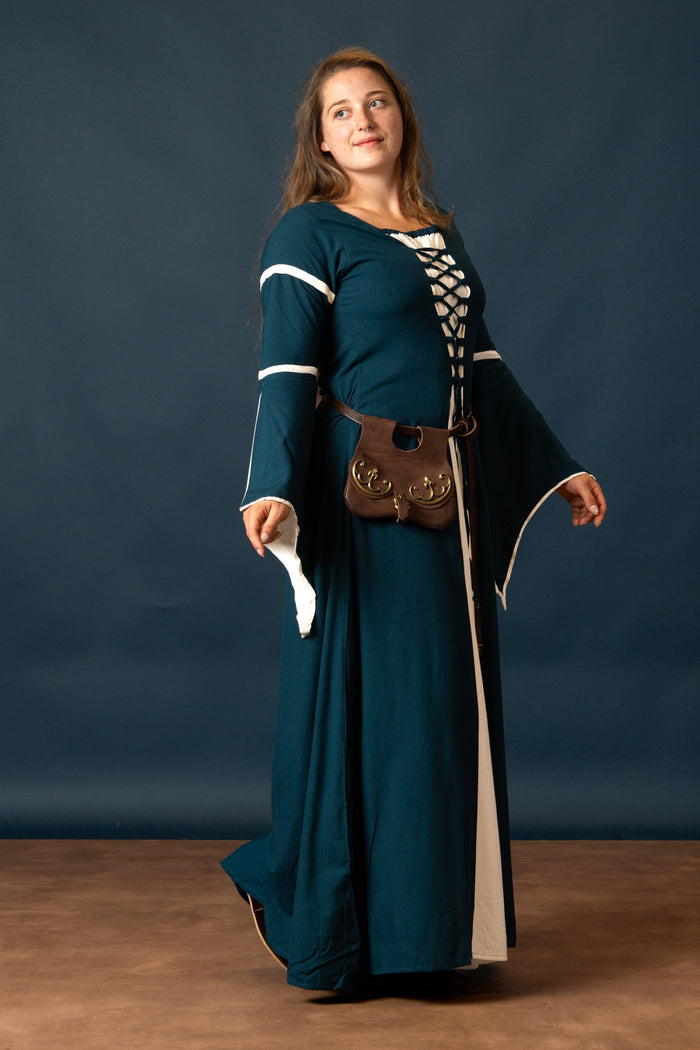 Rochie Eleanora verde-alb