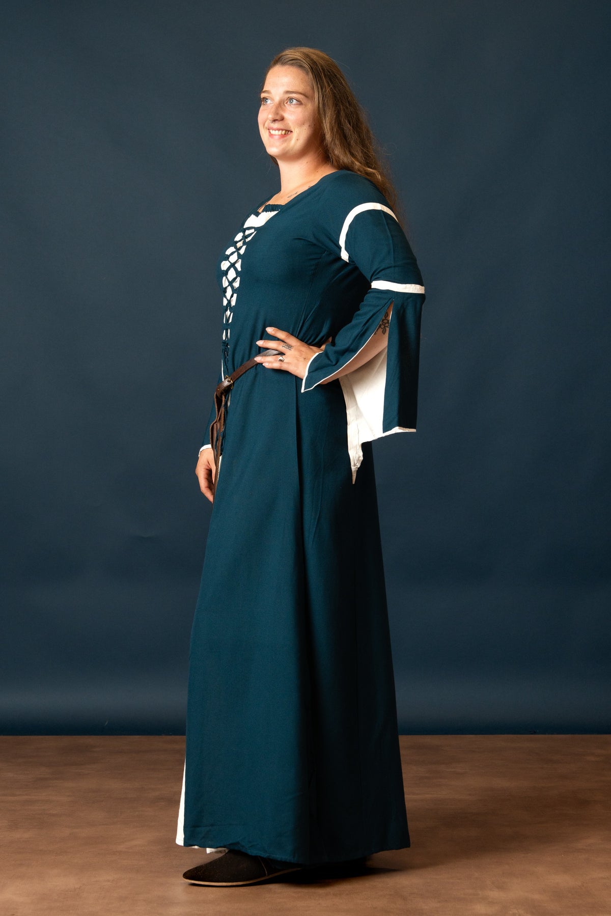 Rochie Eleanora verde-alb