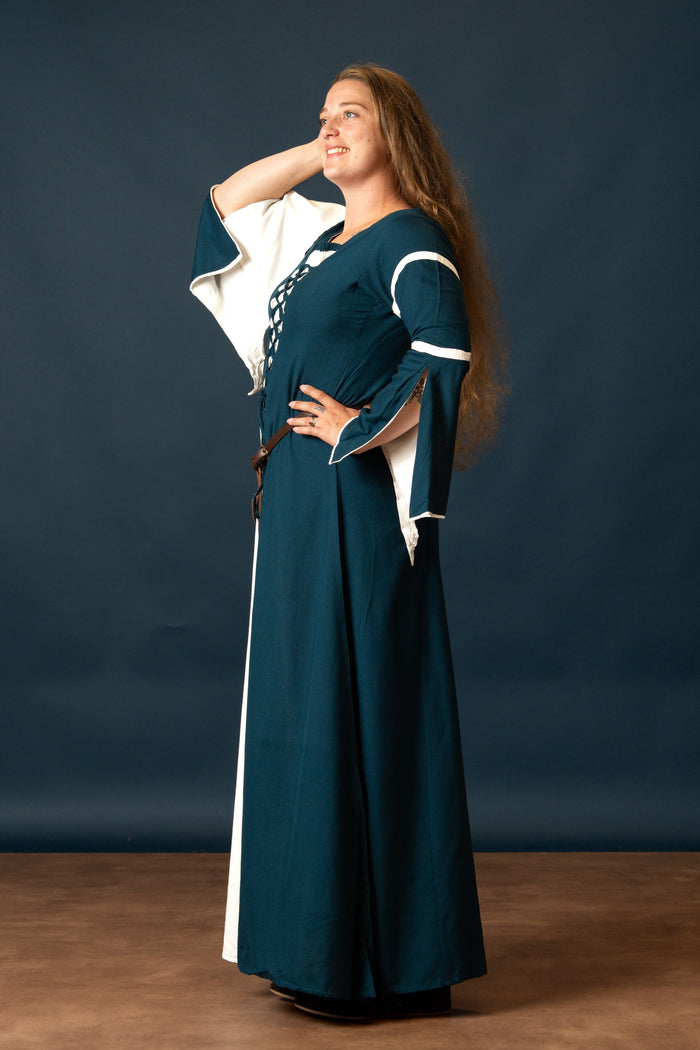 Rochie Eleanora verde-alb