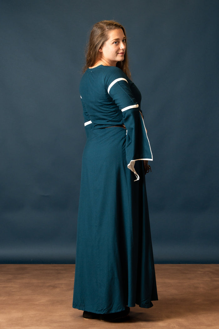 Rochie Eleanora verde-alb