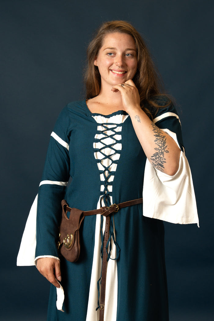 Rochie Eleanora verde-alb