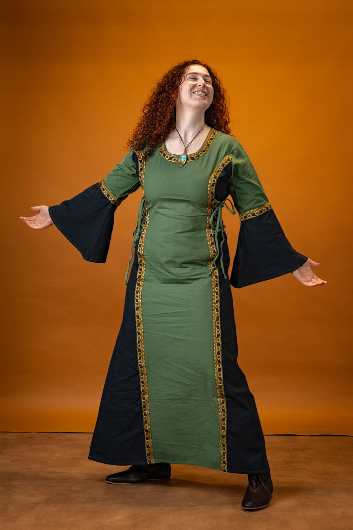 Jurk Cleena groen-zwart