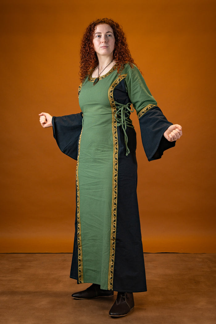 Jurk Cleena groen-zwart