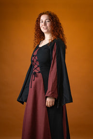 Robe Jasione médiévale, noir/bordeaux