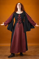 Rochie medievală Jasione, negru/bordo