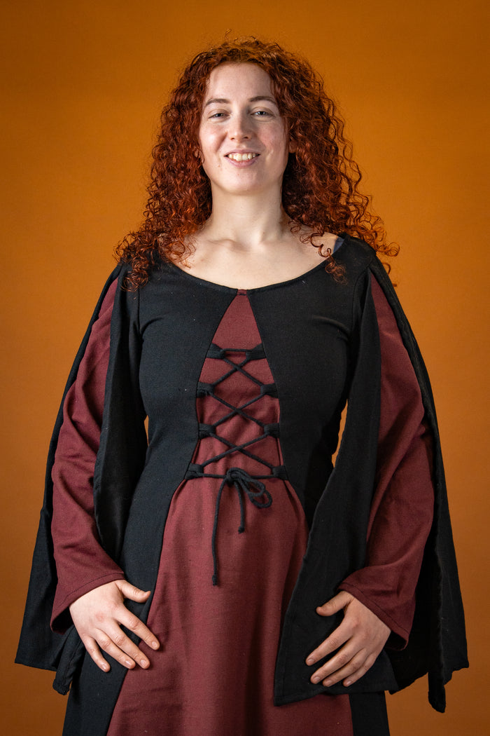Robe Jasione médiévale, noir/bordeaux