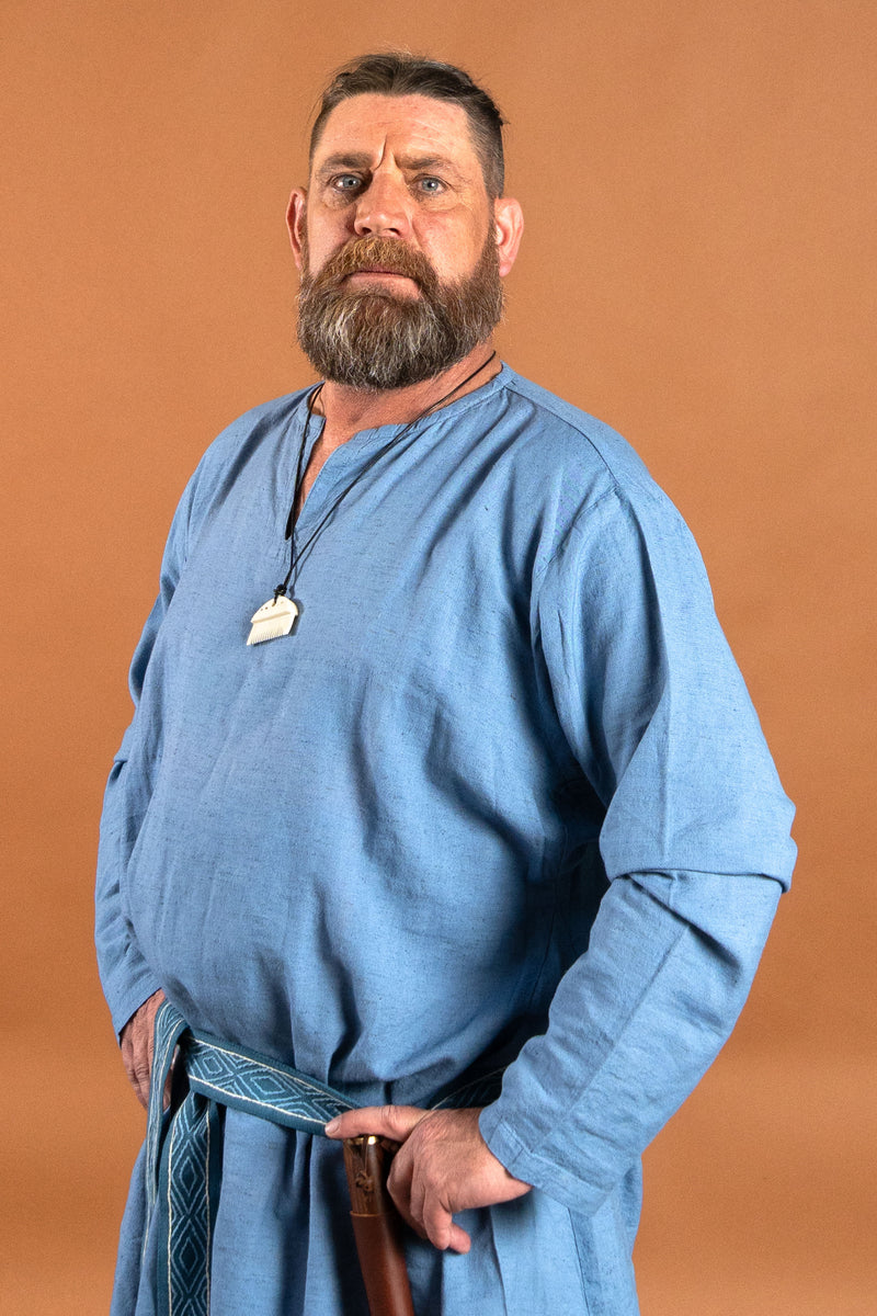 Lniana tunika wikińska Ragnar, niebieska