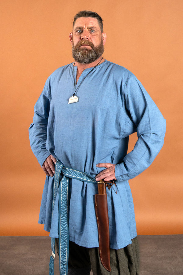 Tunique viking en lin Ragnar, bleu