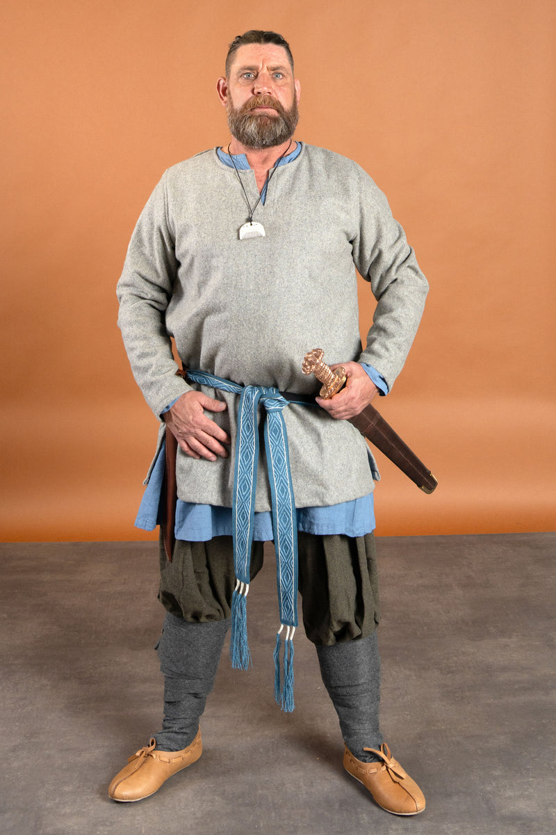 Lniana tunika wikińska Ragnar, niebieska