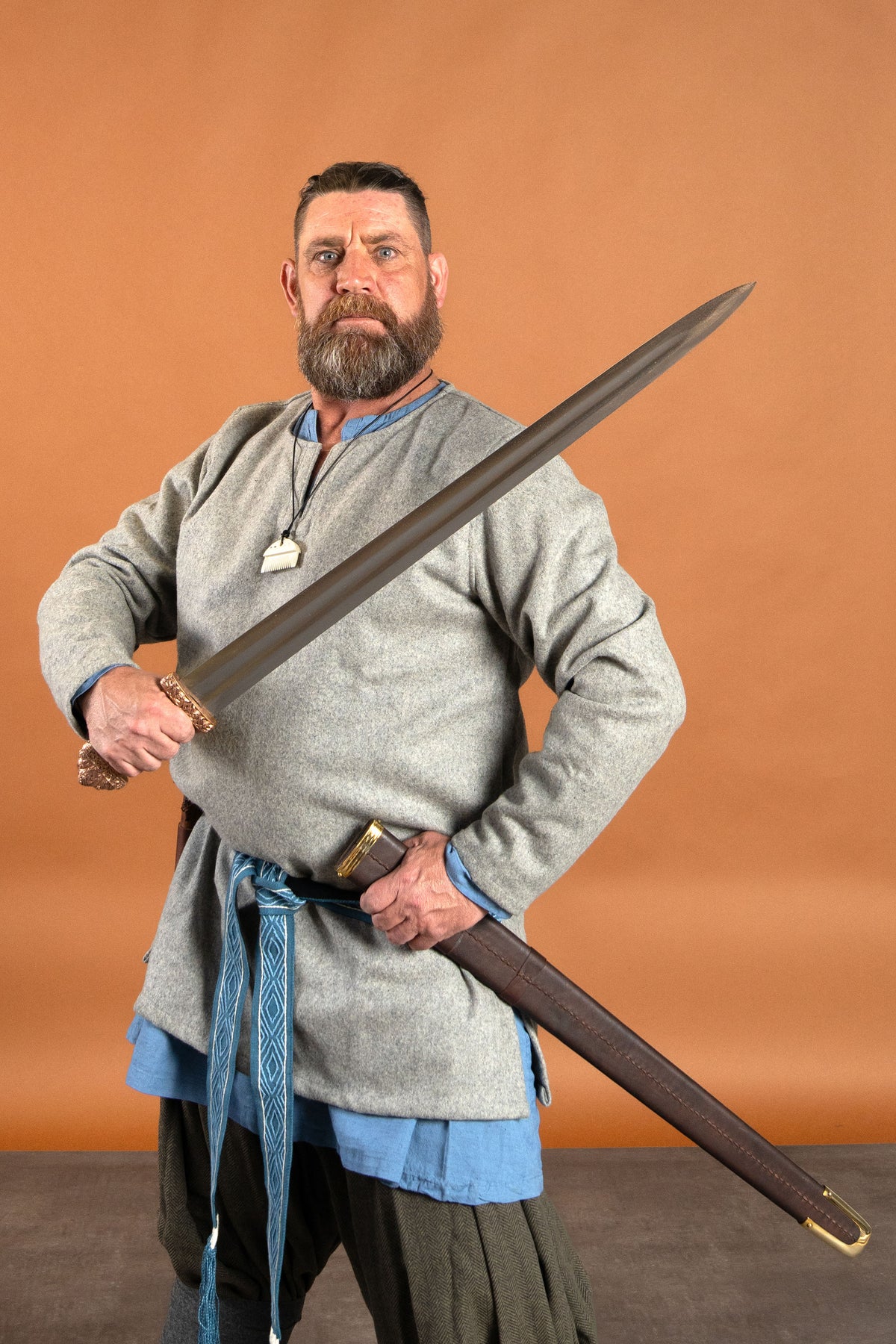 Linned-vikingetunika Ragnar, blå