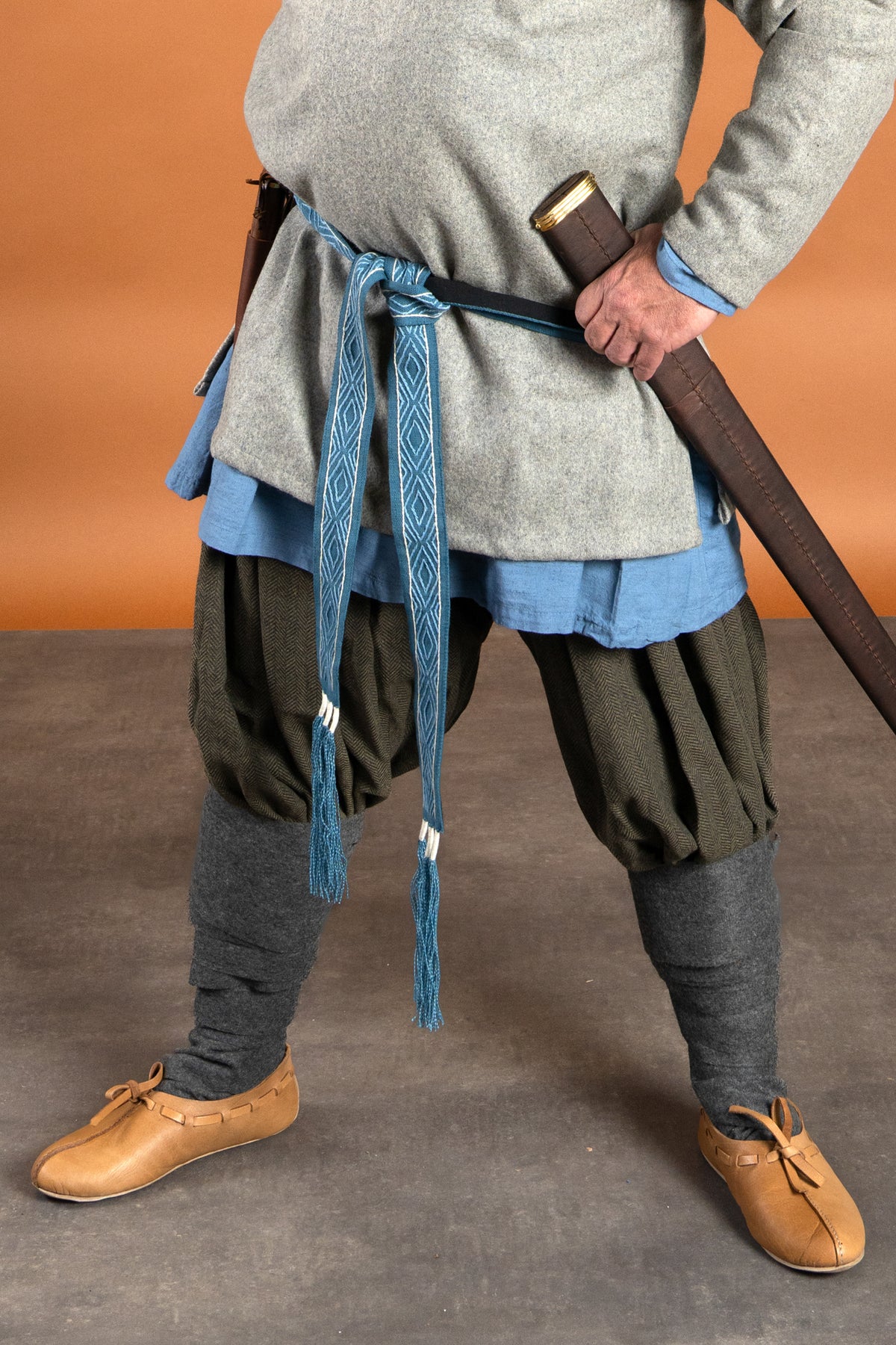 Rusvik vikingebukser Borys, sildebensmønster, oliven/grå, uldmix