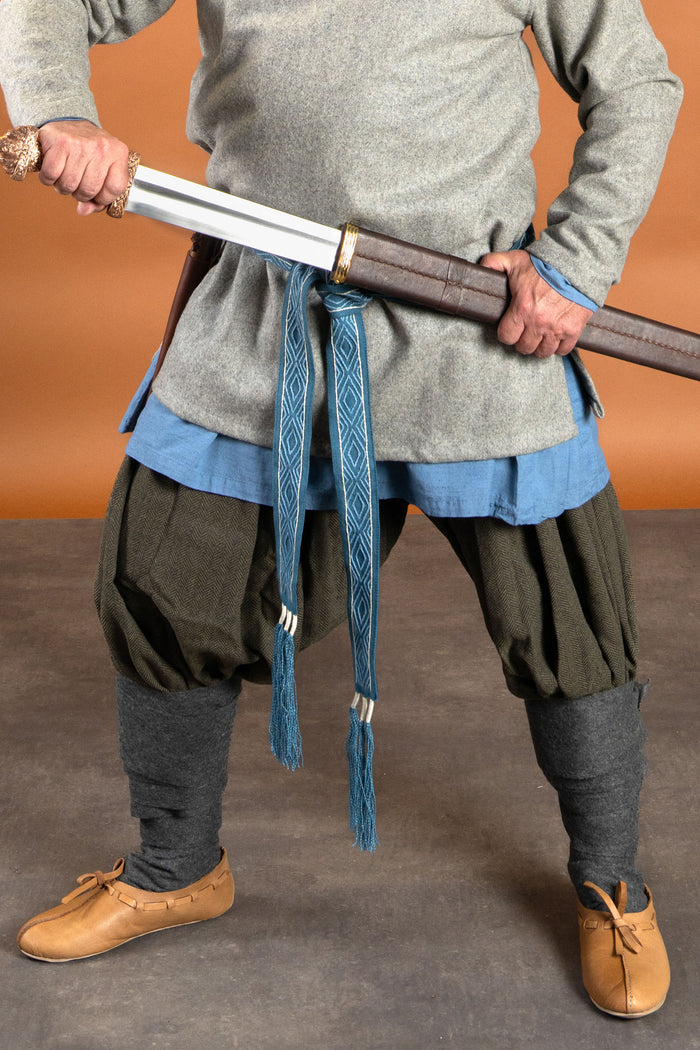 Rusvik Viking trousers Borys, herringbone pattern, olive/grey, wool mix