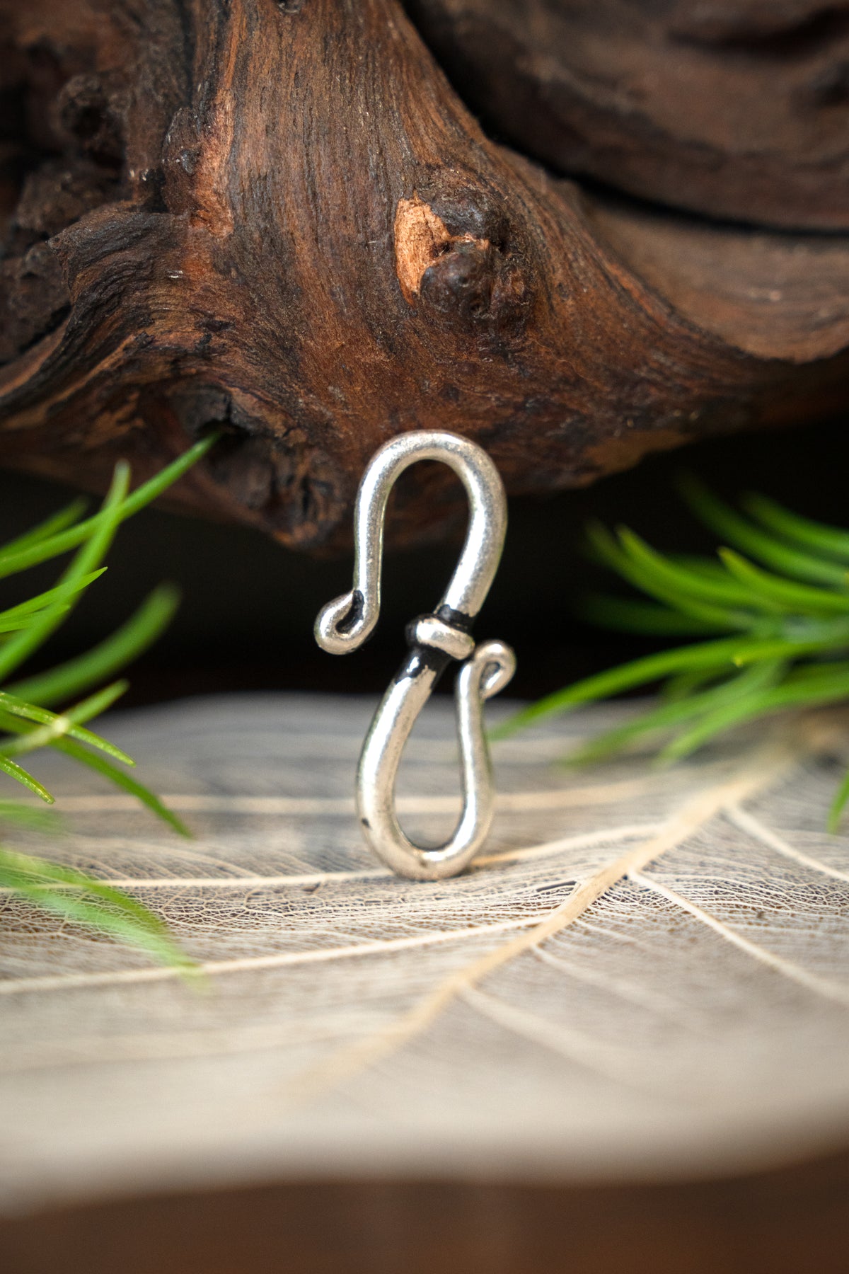 Viking jewelry hook, 2,5x1.2 cm, silvered bronze