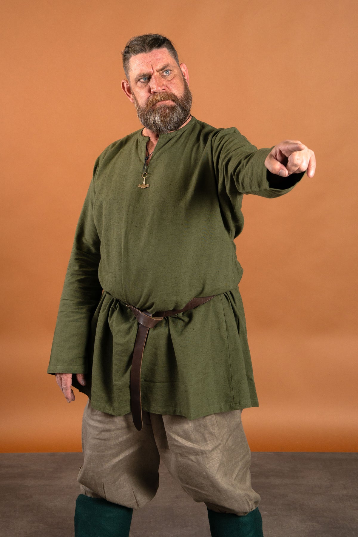 Lnena vikinška tunika Ragnar, zelena