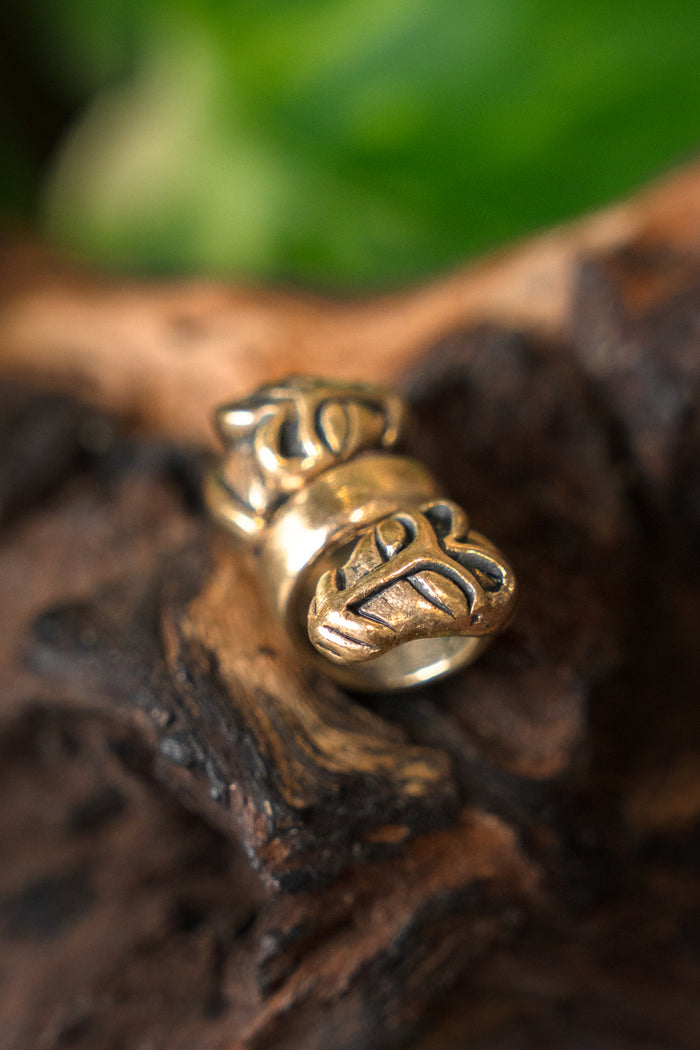 Skægperle med ulvehoved, bronze