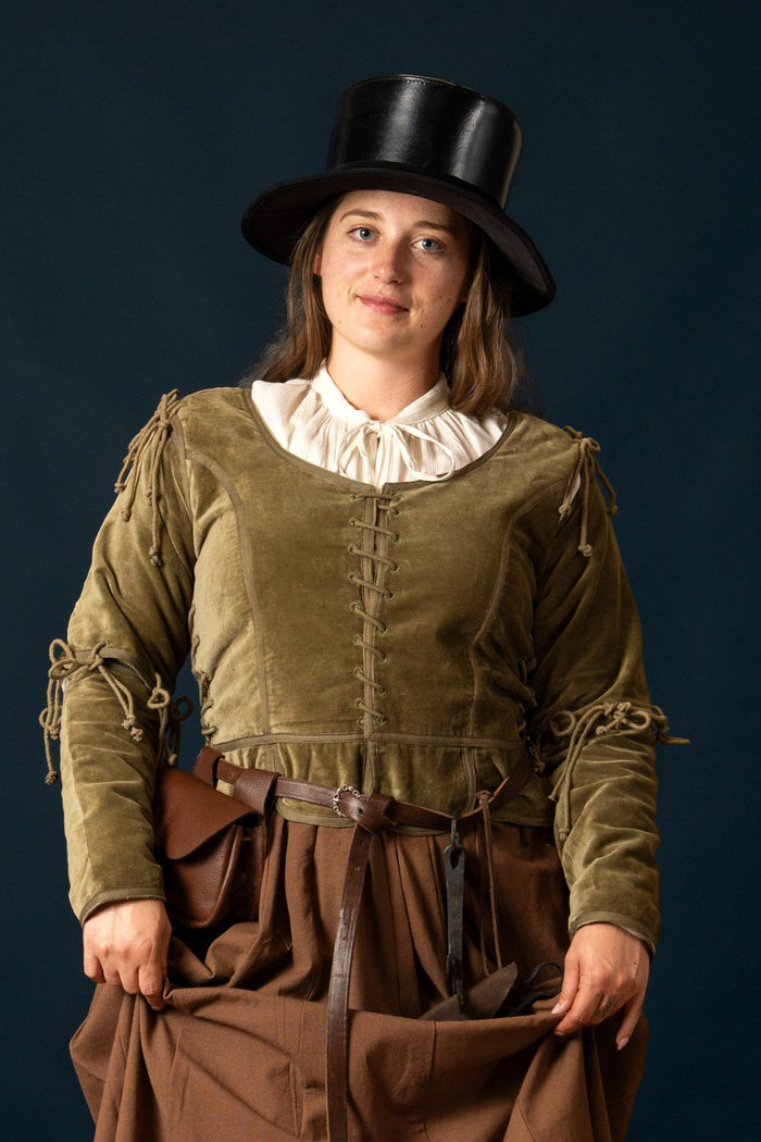 Damer doublet Griselda, fløyel, grønn