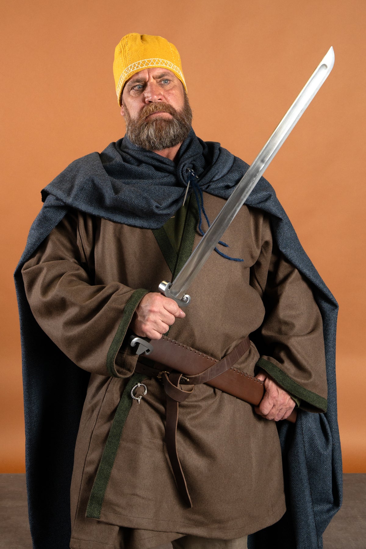 Viking kaftan Haithabu, 100% wool, brown