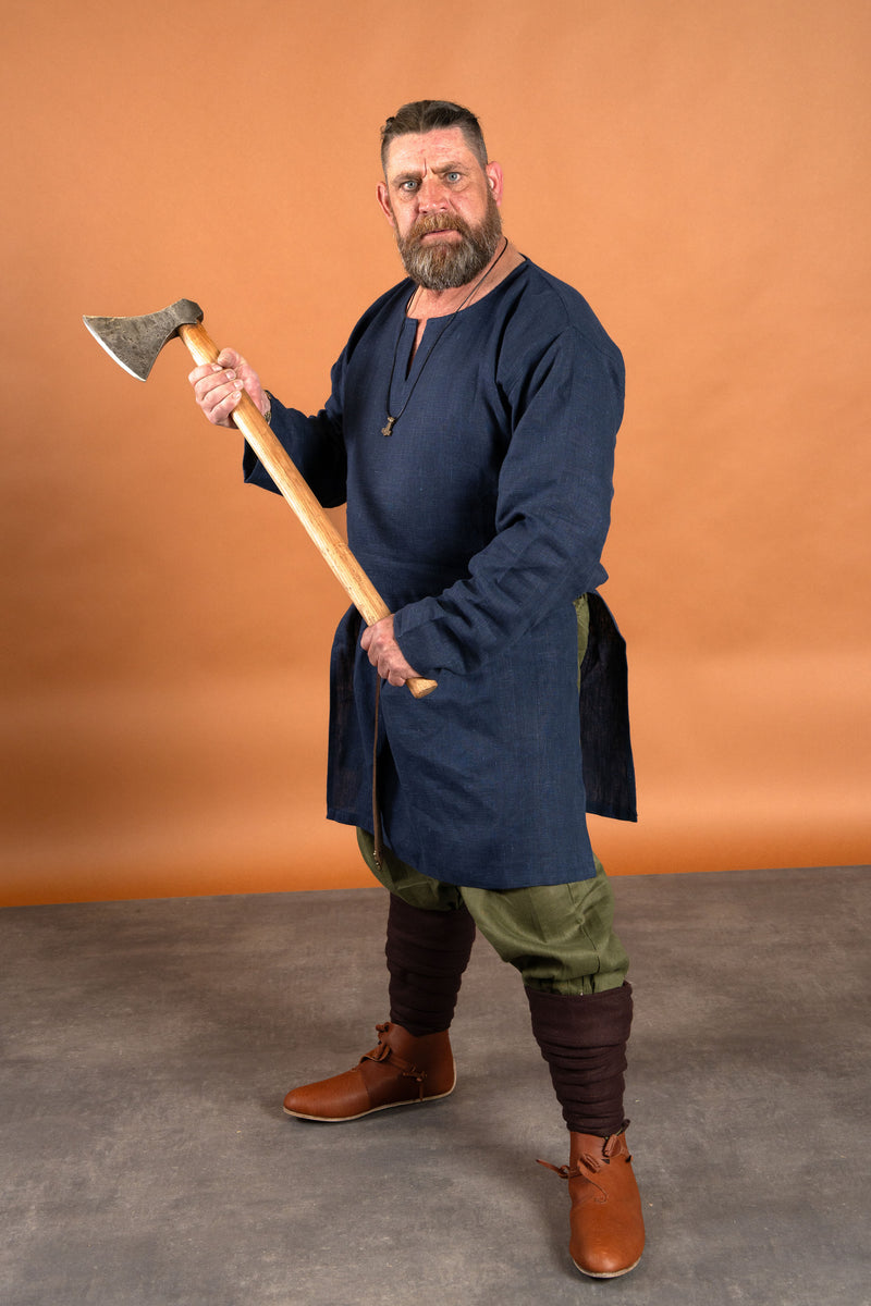 Middelalderlig hør-tunika, blå