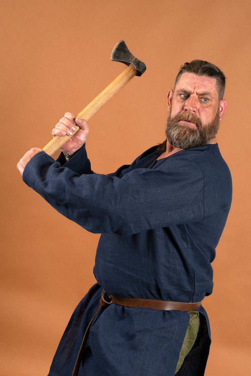 Hacha vikinga de acero forjado a mano, tipo G, semi-afilada