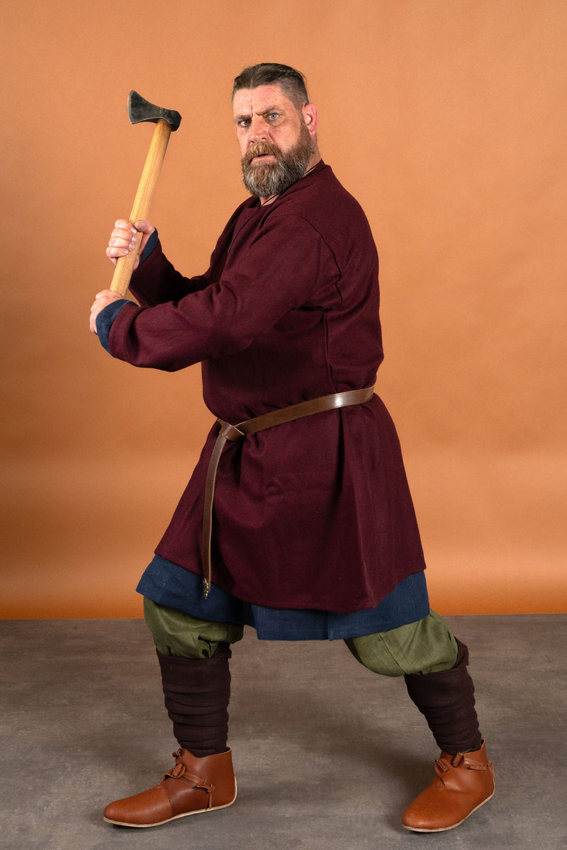 Middelalderlig hør-tunika, blå