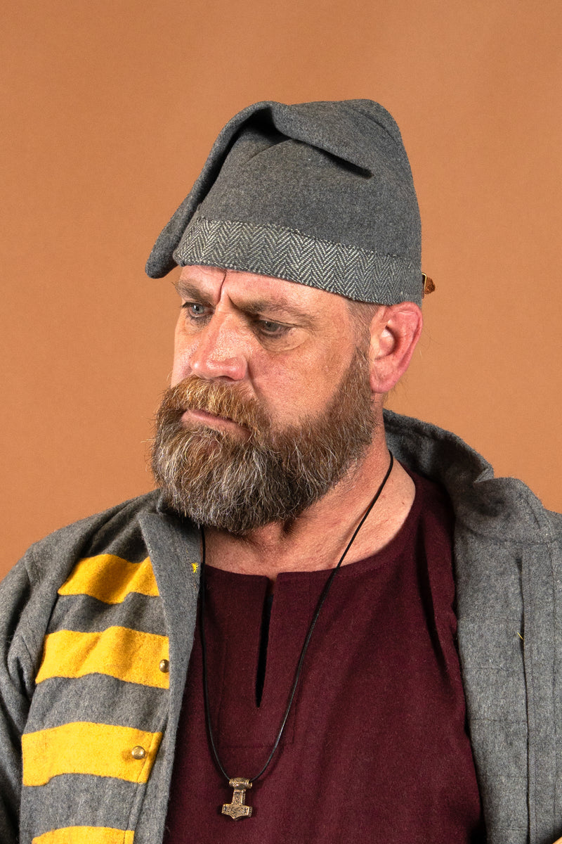 Berretto vichingo Toki, grigio, misto lana