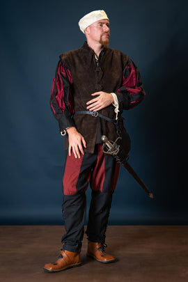 Landsknechtbroek Gustav, zwart/rood