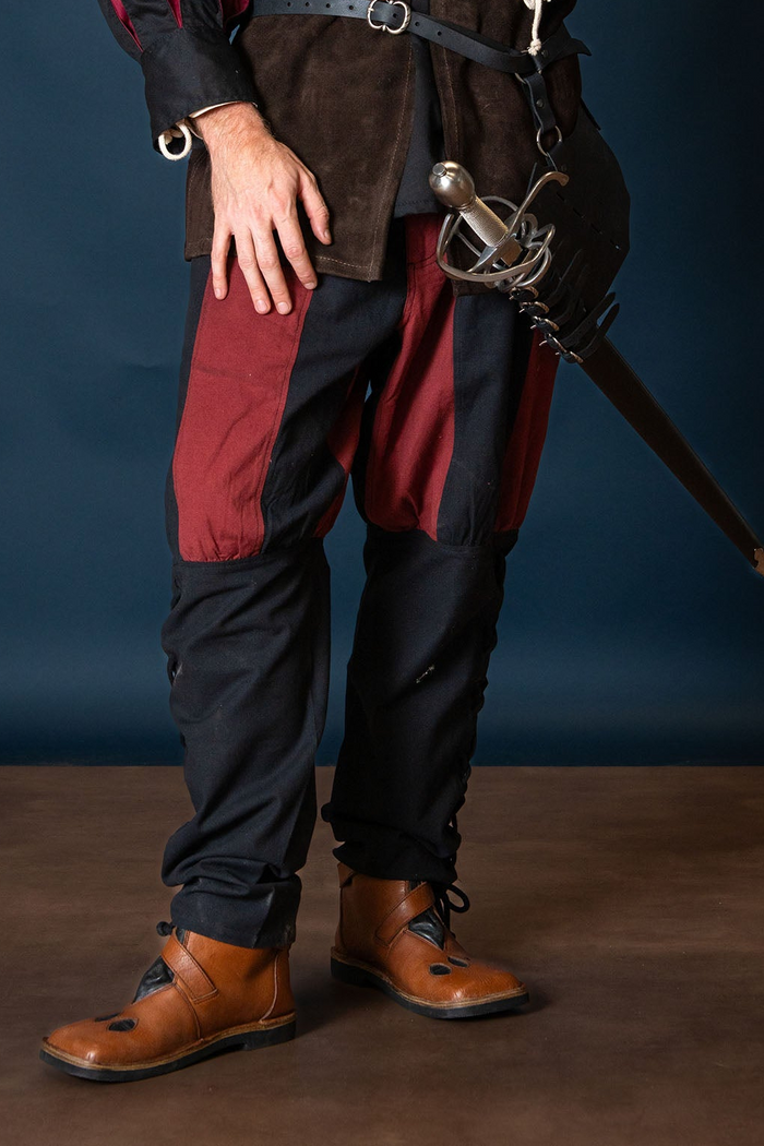 Landsknecht trousers Gustav, black-red