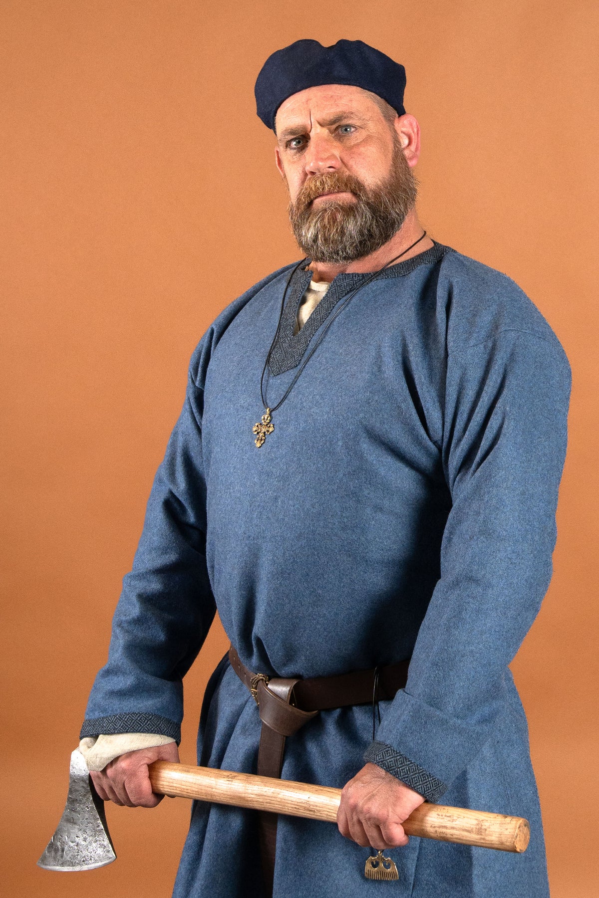 Vikingetunika Guthrum, uld, blå