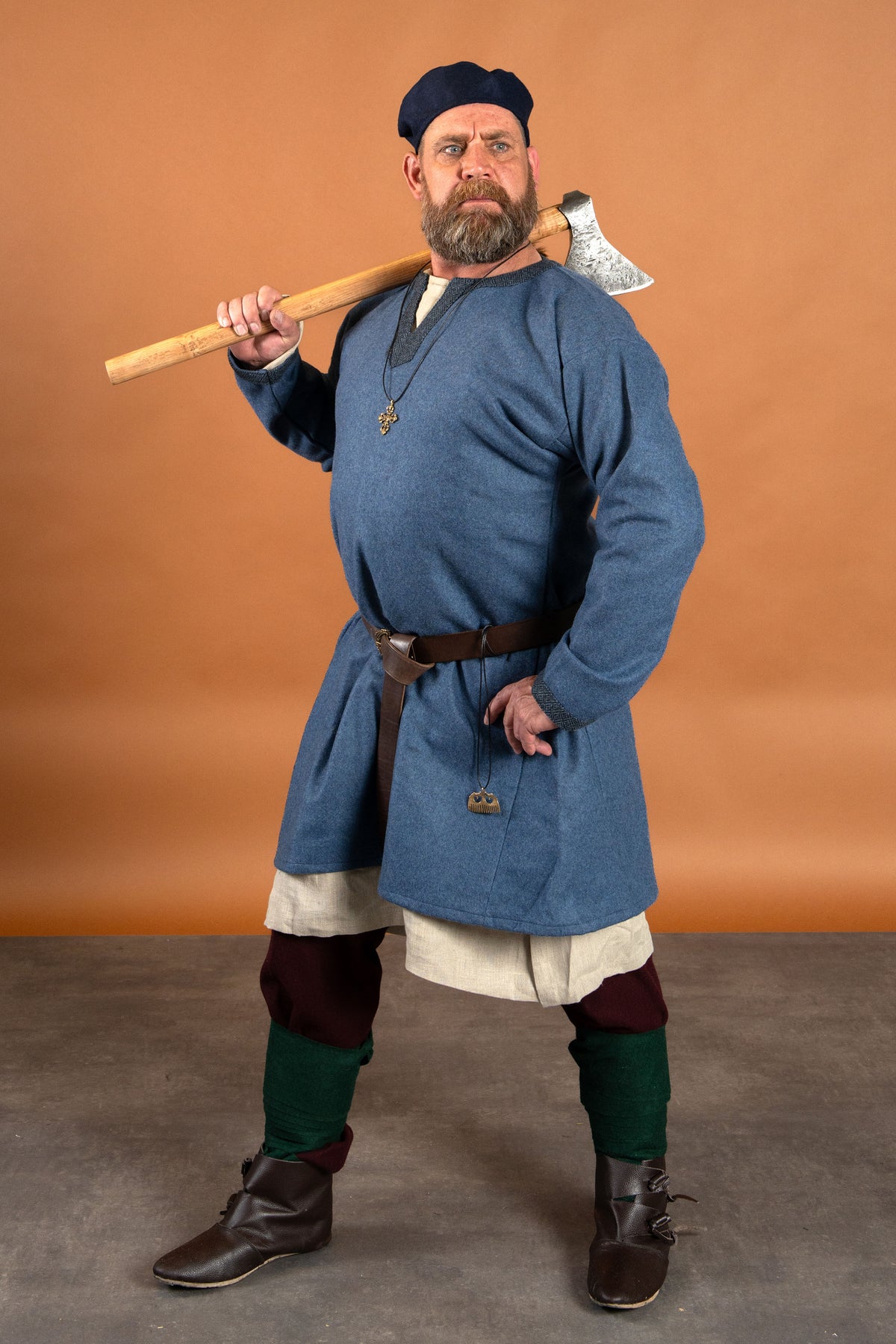 Vikingetunika Guthrum, uld, blå