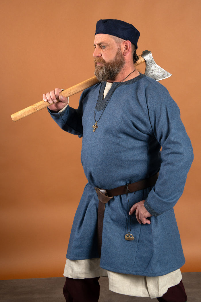 Tunique viking Guthrum, laine, bleu