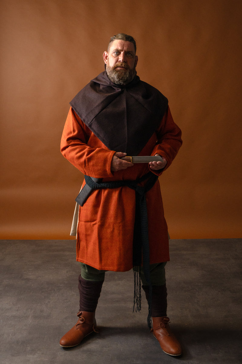 Tunica in twill diamantato, 100% lana, arancione-rosso