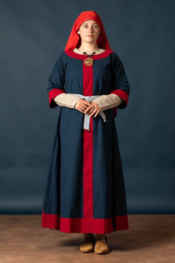 carolingio vestido Clotilde, dalmática, azul-rojo