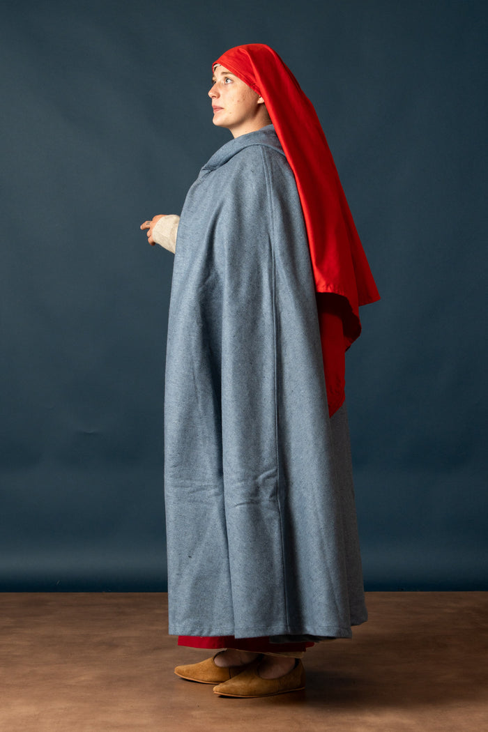 Medieval cloak Mila, wool blend, blue