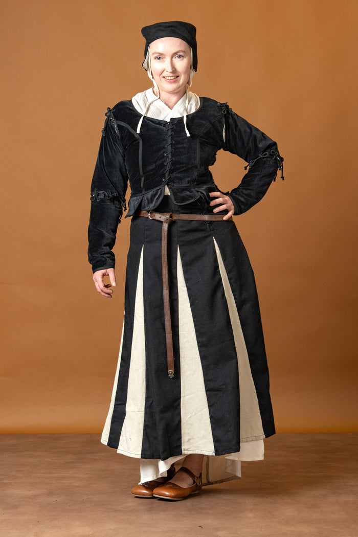 Moterys doublet Griselda, aksomas, juodas